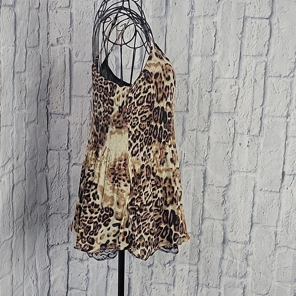 Davi & Dani Leopard Print Flowy Crinkle Lacey Blo… - image 4